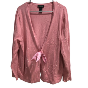Lane Bryant Tie in‎ the front Cardigan, Pink size 18-20 All over Sequins
